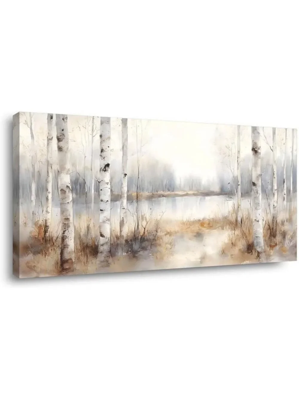 Watercolor Birch Tree Forest Canvas Art - Nature Landscape Print for Home Decor
